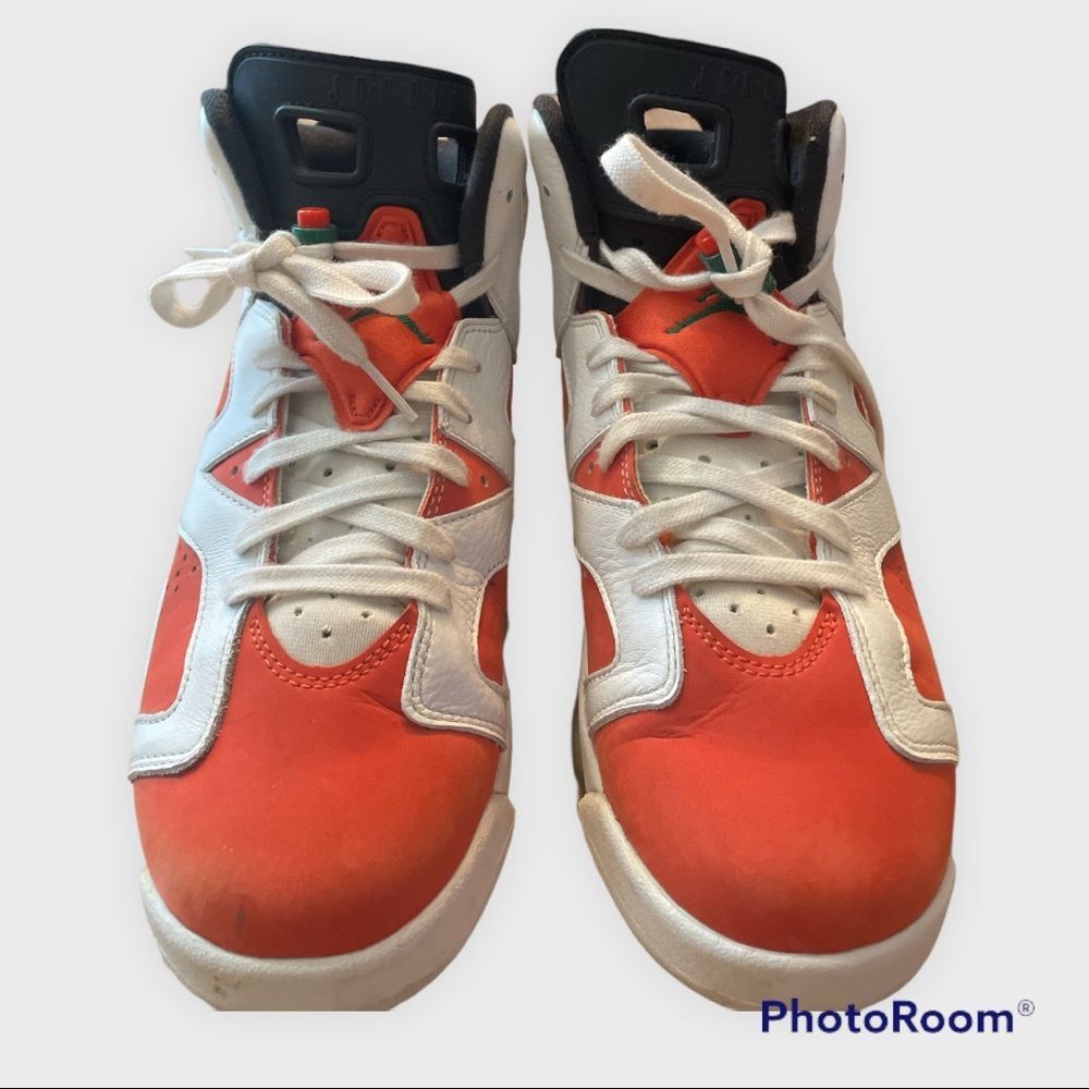 💥 Nike Air Jordan 6 Retro GS Gatorade Orange White Sneakers Shoes ~ Size 7Y💥 - Picture 2 of 13